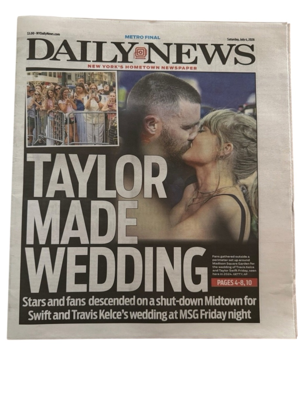 Taylor Swift Travis Kelce Wedding NYC Daily News July 4 2026 Newspaper 1 copy